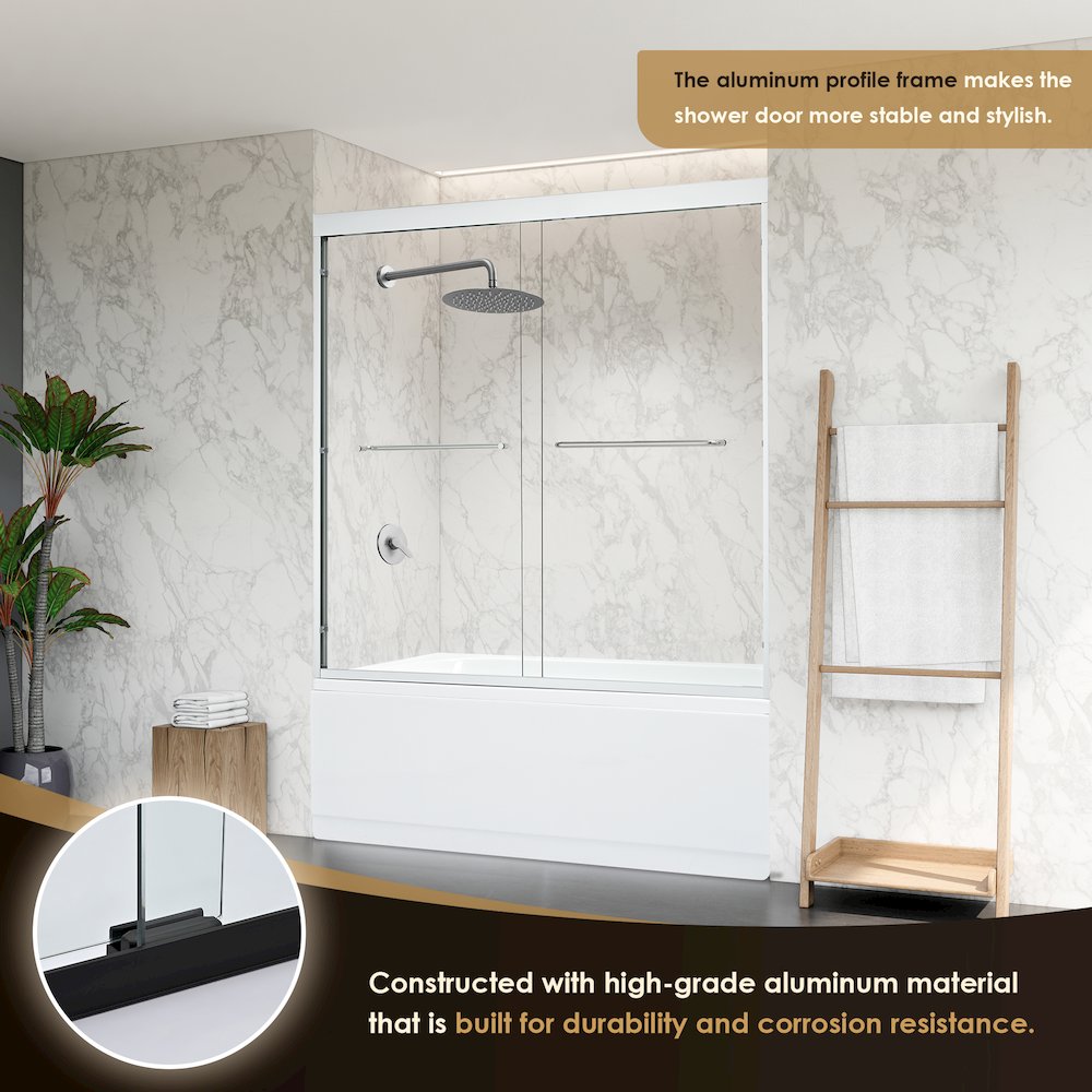 Framed Tub Door in Polished Chrome with Clear Glass. Picture 8