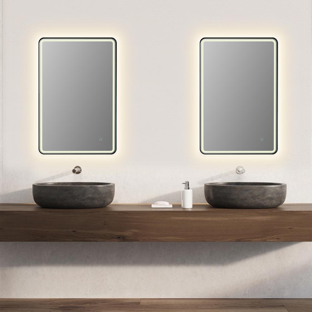 Framed in Matt Black Modern Bathroom/Vanity LED Lighted Wall Mirror. Picture 11