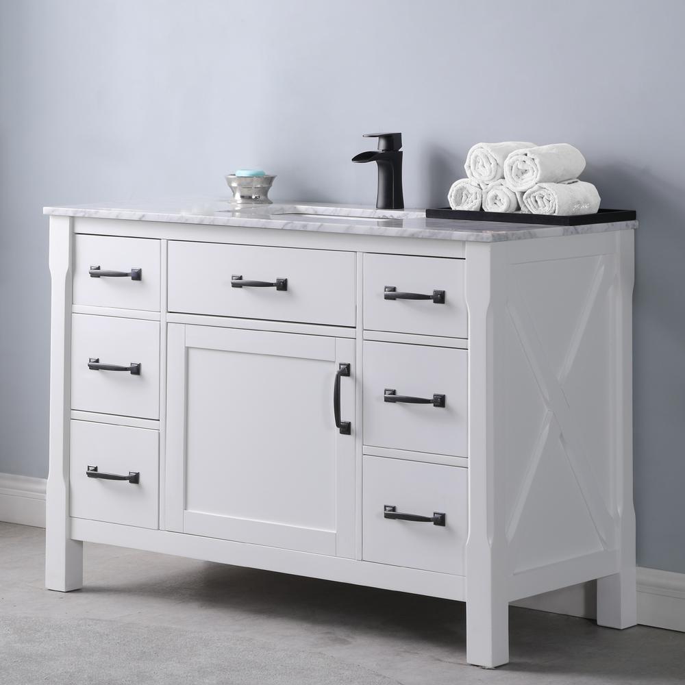 48" Single Bathroom Vanity Set in White without Mirror. Picture 4