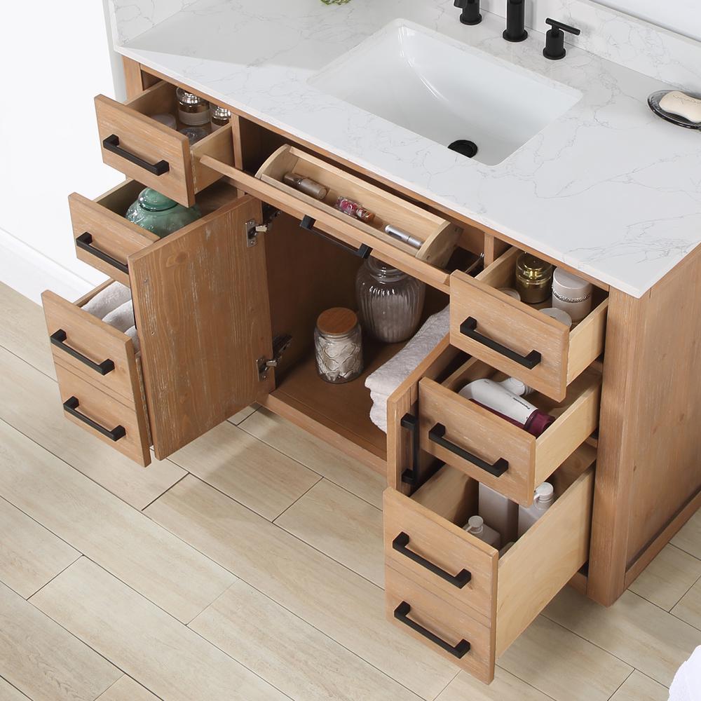 48" Single Bathroom Vanity in Light Brown with Mirror. Picture 10