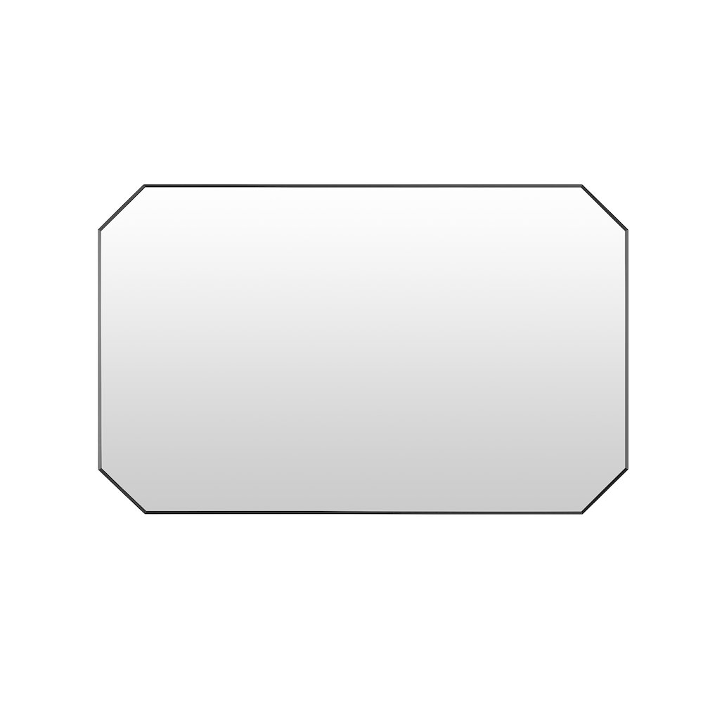 48"x30" Octagon Aluminum Framed in Matte Black Modern Bathroom Wall Mirror. Picture 2