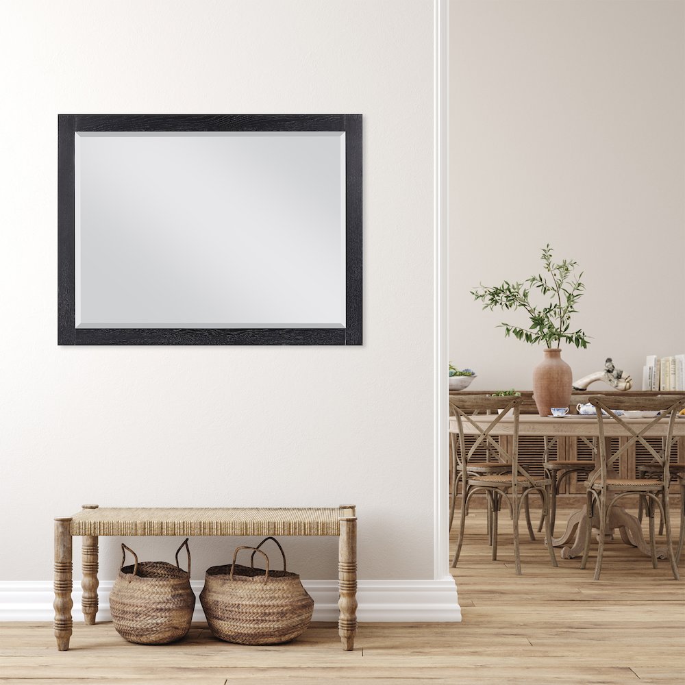 48" Rectangular Bathroom Wood Framed Wall Mirror in Black Oak. Picture 7