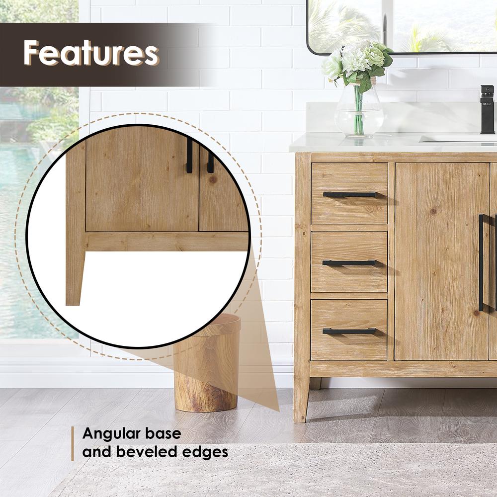 Single Bathroom Vanity in Weathered Fir with Stone Countertop without Mirror. Picture 10