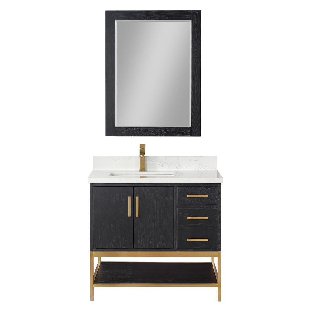 36" Single Bathroom Vanity Set in Black Oak with Mirror. Picture 1