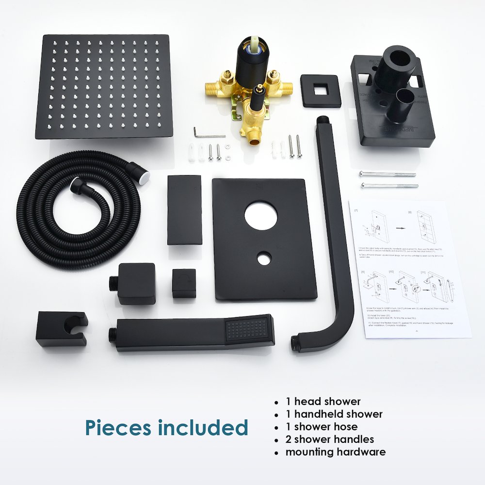 Raeren Complete Shower System in Matte Black with Rough-In Valve. Picture 11