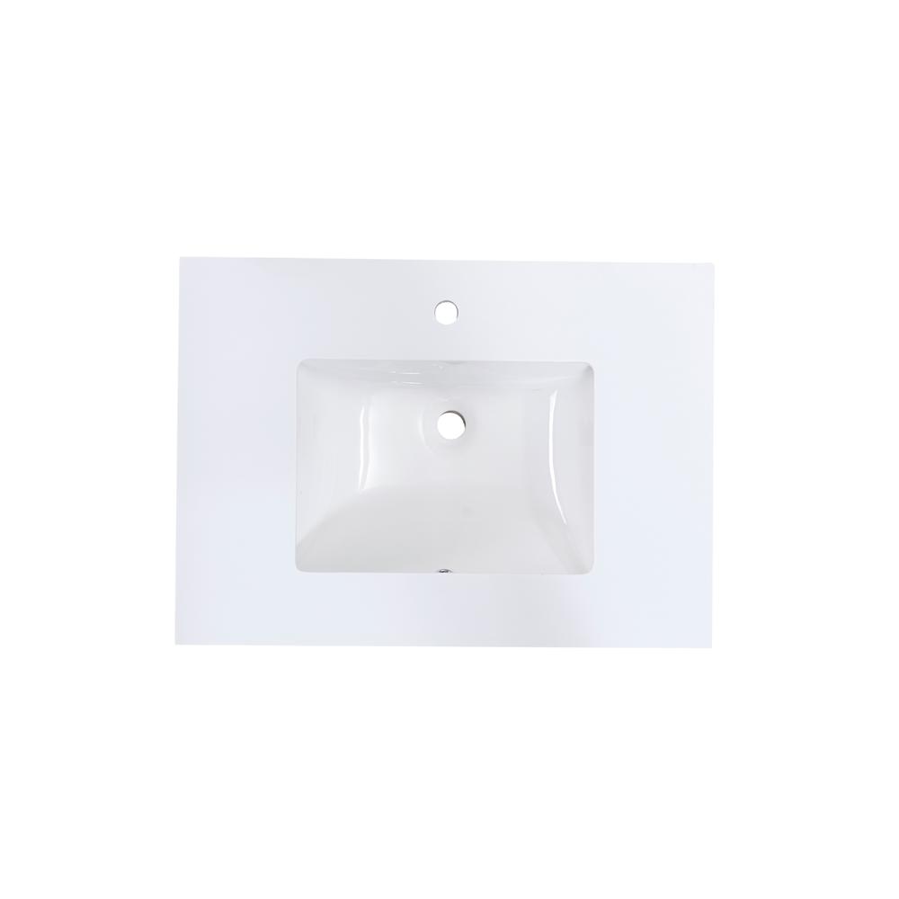 30 in. Composite Stone Vanity Top in Snow White with White Sink. Picture 3