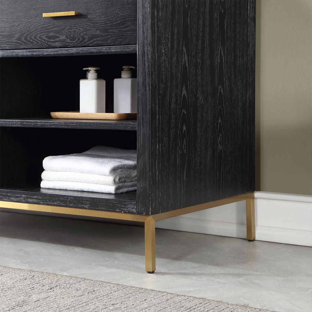 60" Double Bathroom Vanity Set in Black Oak without Mirror. Picture 9