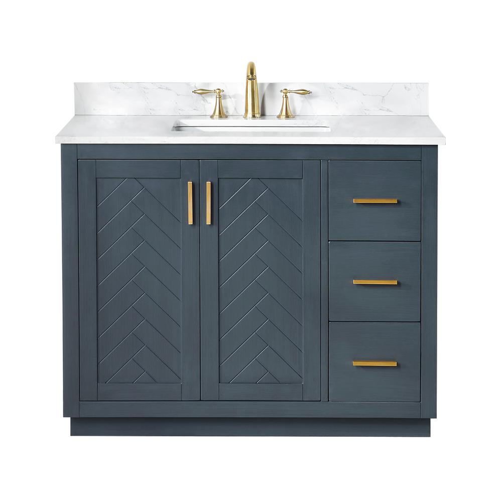 42" Single Bathroom Vanity Set in Classic Blue without Mirror. Picture 1
