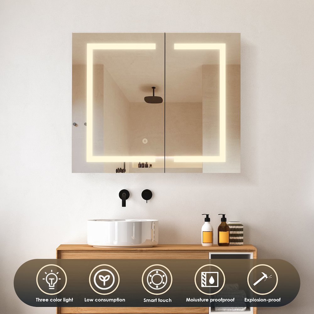 36" Frameless Surface-Mount/Recessed LED Lighted Bathroom Medicine Cabinet. Picture 9