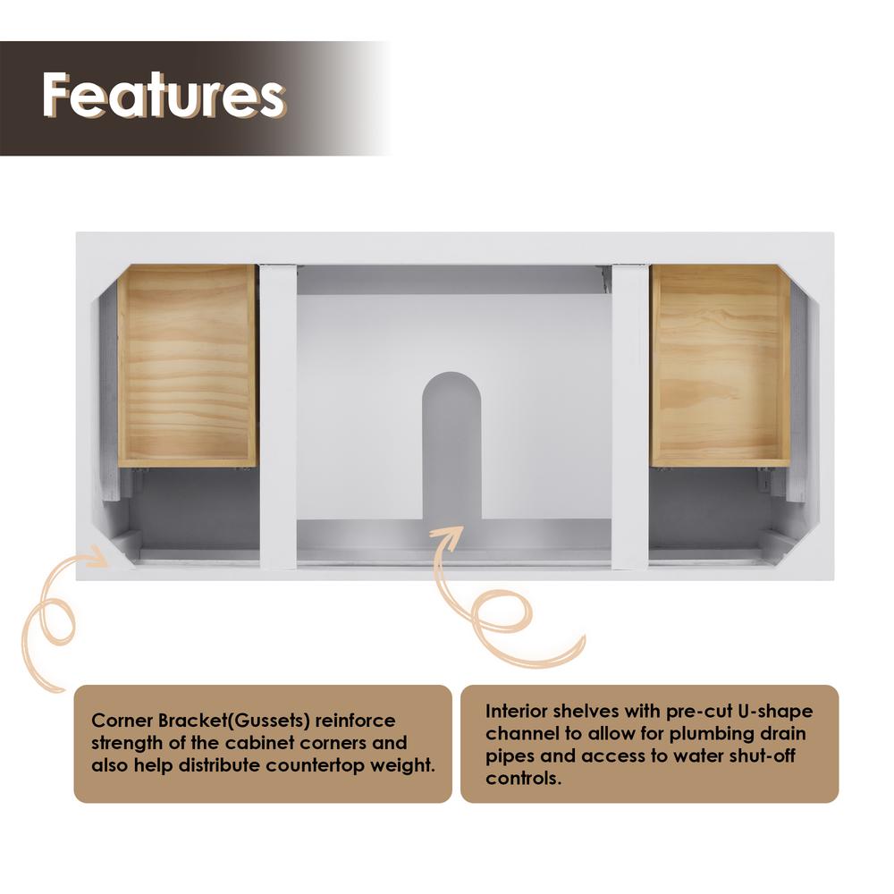 Single Bathroom Vanity in White with Countertop without Mirror. Picture 7