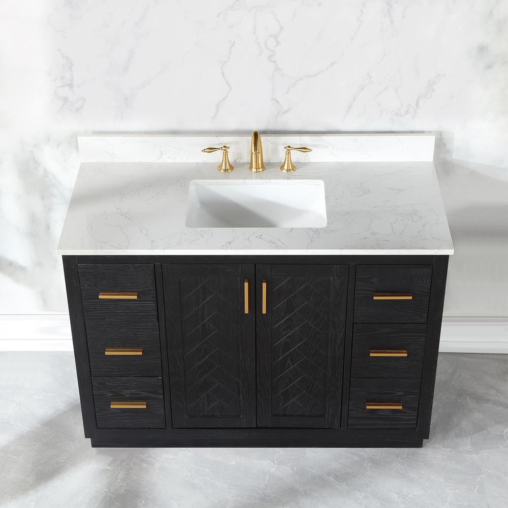 48" Single Bathroom Vanity Set in Black Oak without Mirror. Picture 6