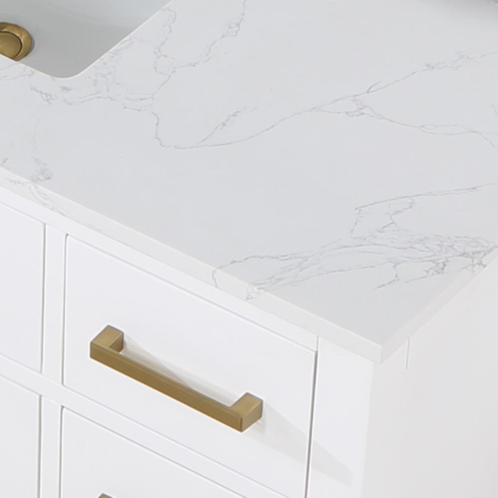 48" Single Bathroom Vanity in White with Mirror. Picture 6