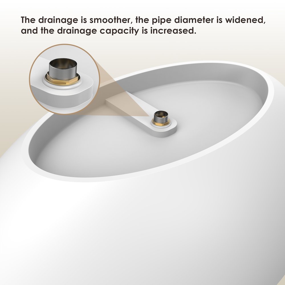 67" x 39" Solid Surface Soaking Bathtub in Matte White and Integrated Overflow. Picture 24