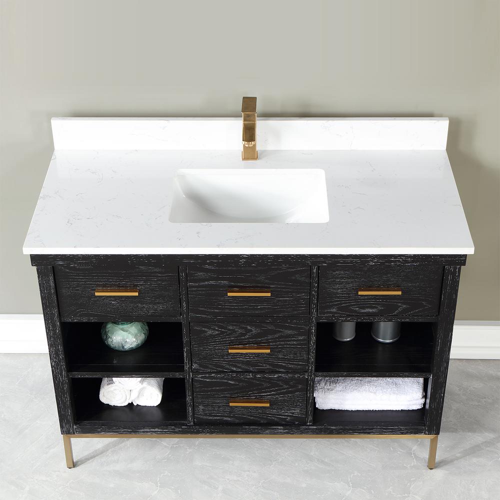 48" Single Bathroom Vanity Set in Black Oak without Mirror. Picture 6