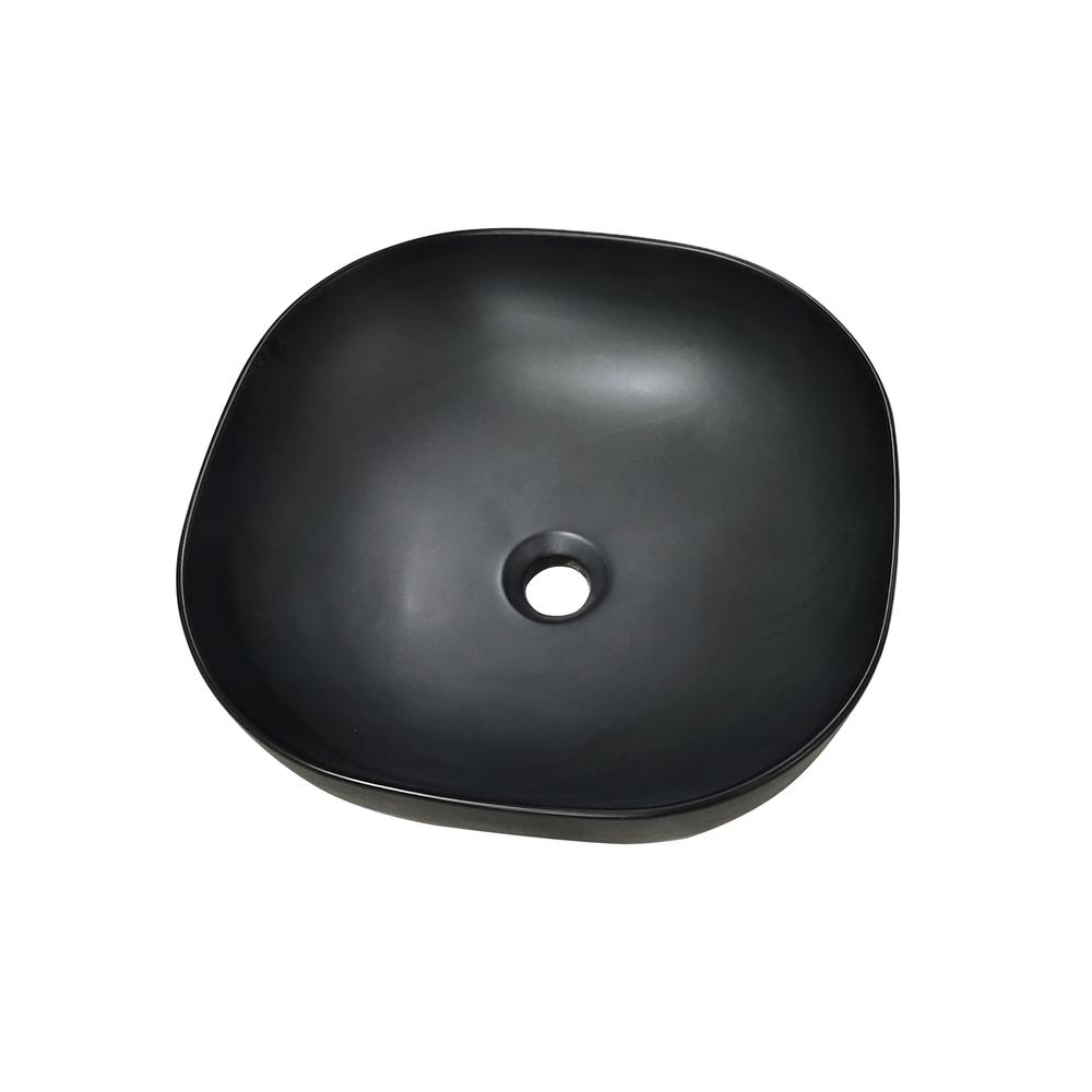 16 in. Square Black Finish Ceramic Bathroom Vanity Sink. Picture 2