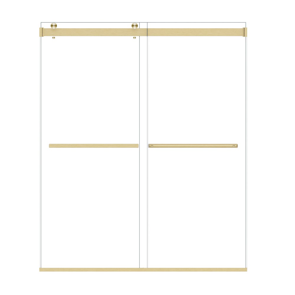 By Pass Frameless Shower Door in Brushed Gold with Clear Glass. Picture 1