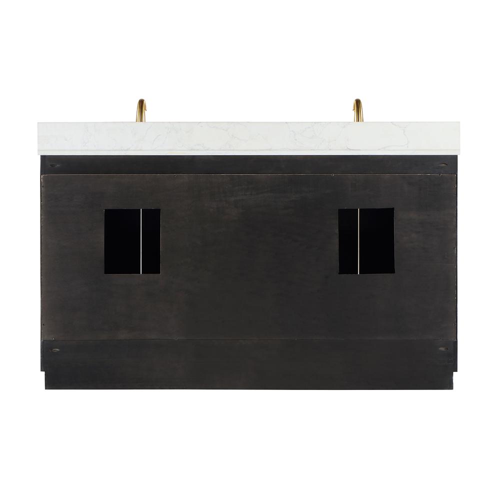 60" Double Bathroom Vanity Set in Black Oak without Mirror. Picture 2