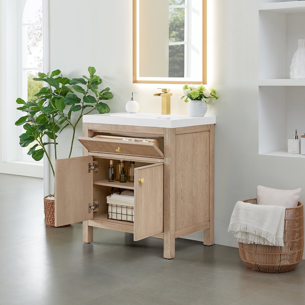 Cerrito 30" Single Bathroom Vanity in Natural Oak. Picture 4