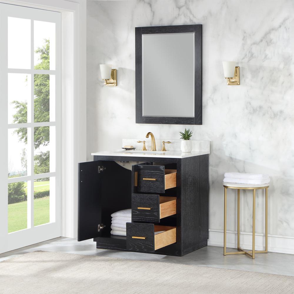 36" Single Bathroom Vanity Set in Black Oak with Mirror. Picture 5