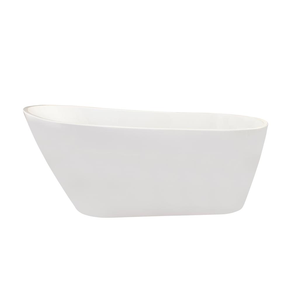Shaia 67" x 32" Freestanding Soaking Acrylic Bathtub. Picture 2