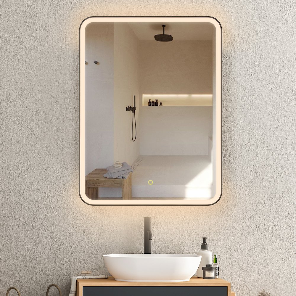24"x32" Rectangular Bathroom Black Aluminum Mirror Medicine Cabinet. Picture 9