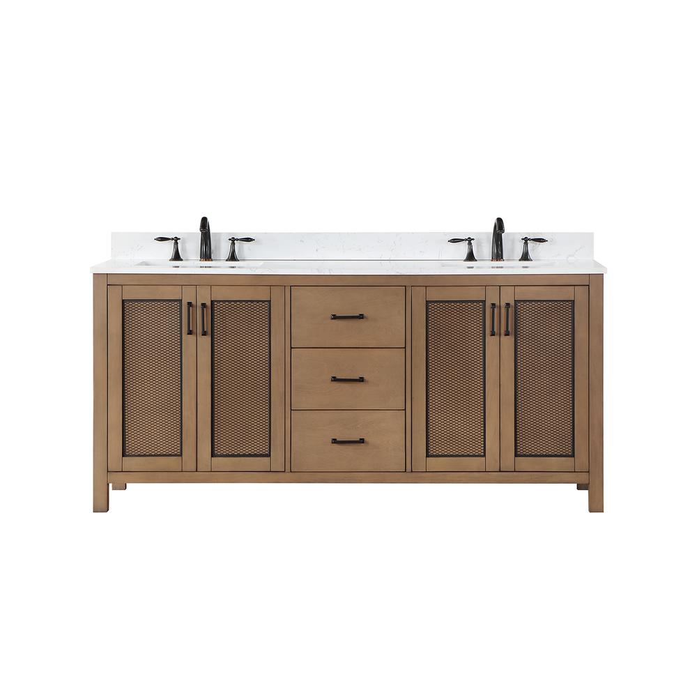 72" Double Bathroom Vanity Set in Brown Pine without Mirror. Picture 1