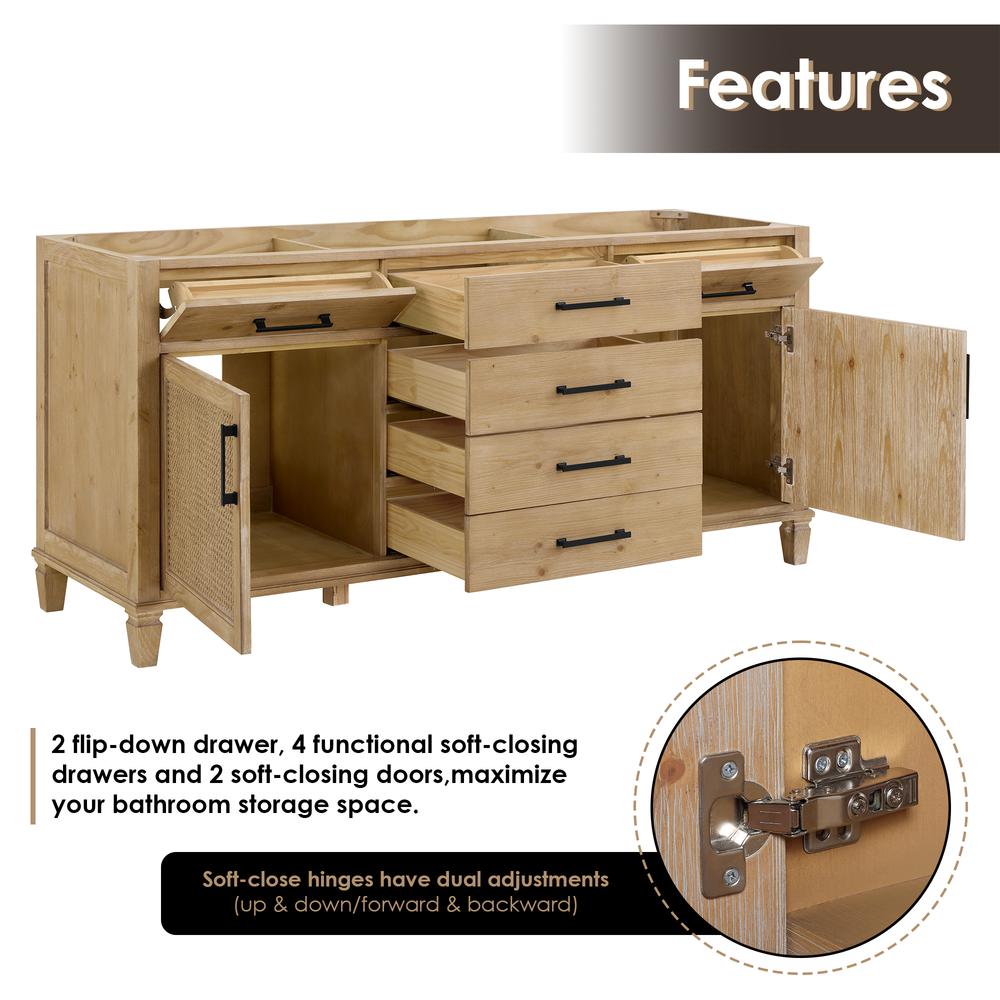 Double Bathroom Vanity in Weathered Fir with Quartz Countertop without Mirror. Picture 6