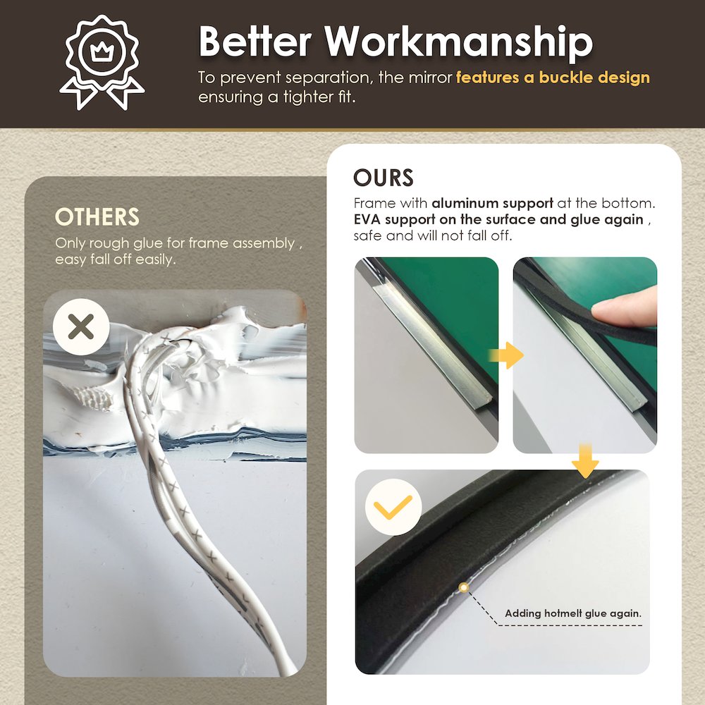 36x30" Rectangular Aluminum Framed in Matte Black Modern Bathroom Wall Mirror. Picture 11