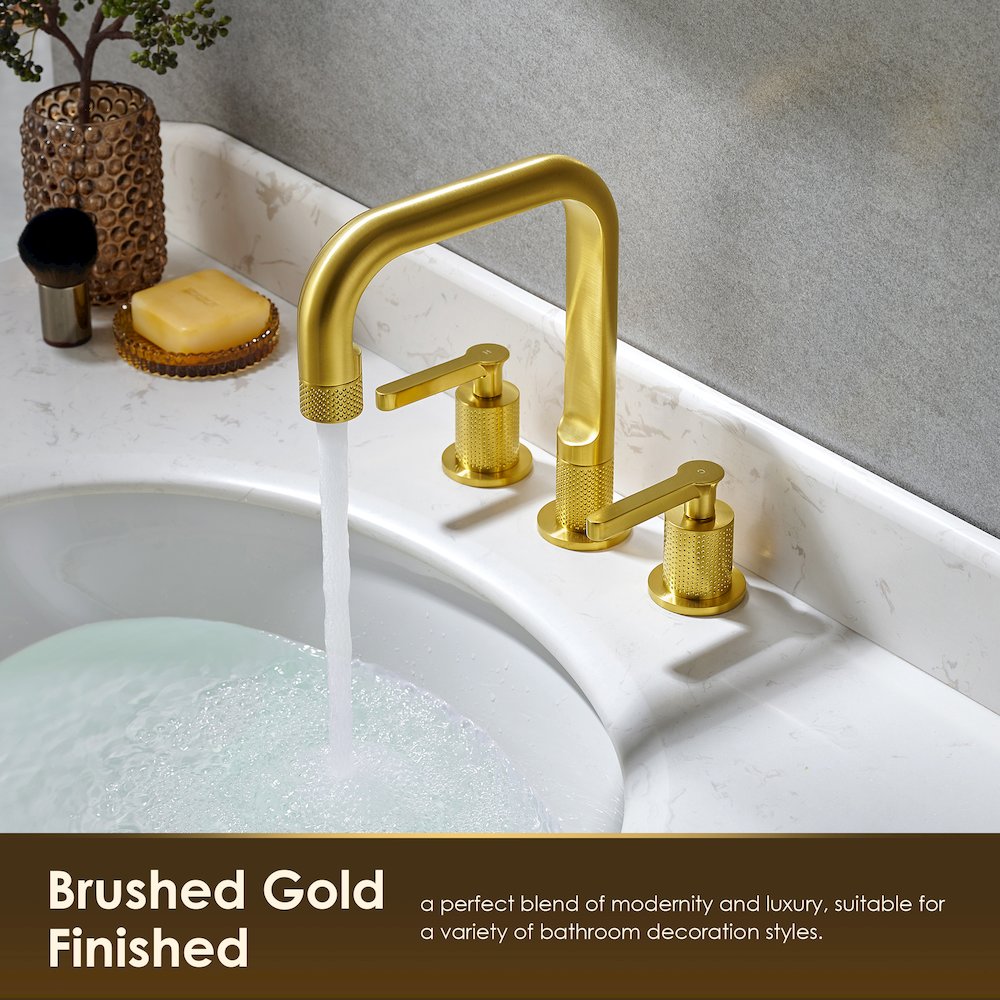 8. in Widespread 2-Handle Bathroom Faucet in Brushed Gold. Picture 10