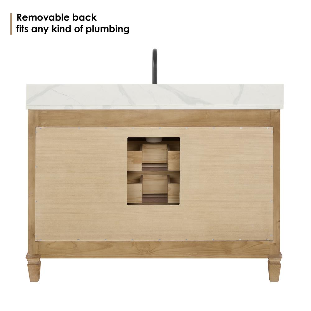 Single Bathroom Vanity in Weathered Fir with Stone Countertop without Mirror. Picture 13