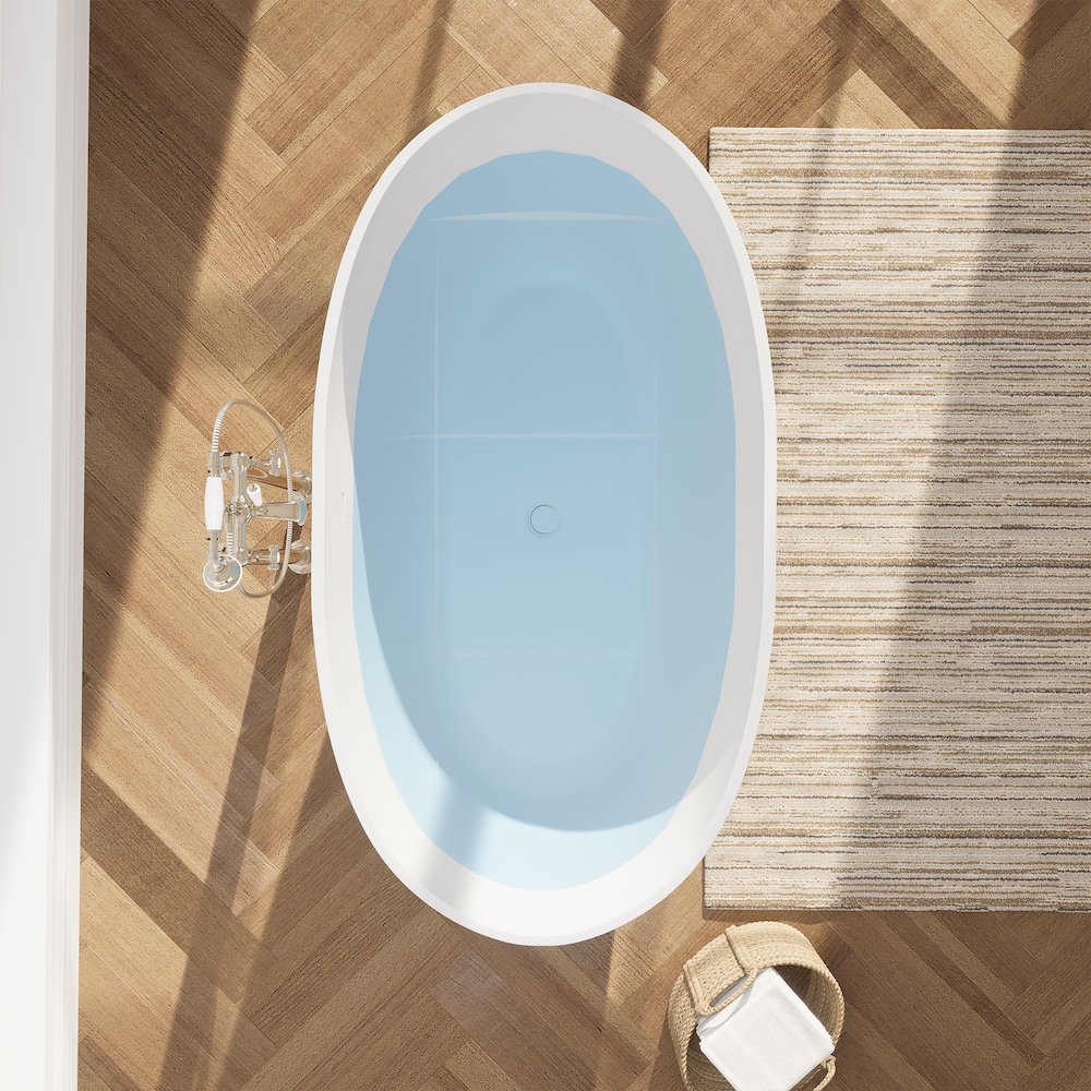 55" x 30" Solid Surface Soaking Bathtub and Integrated Overflow. Picture 9