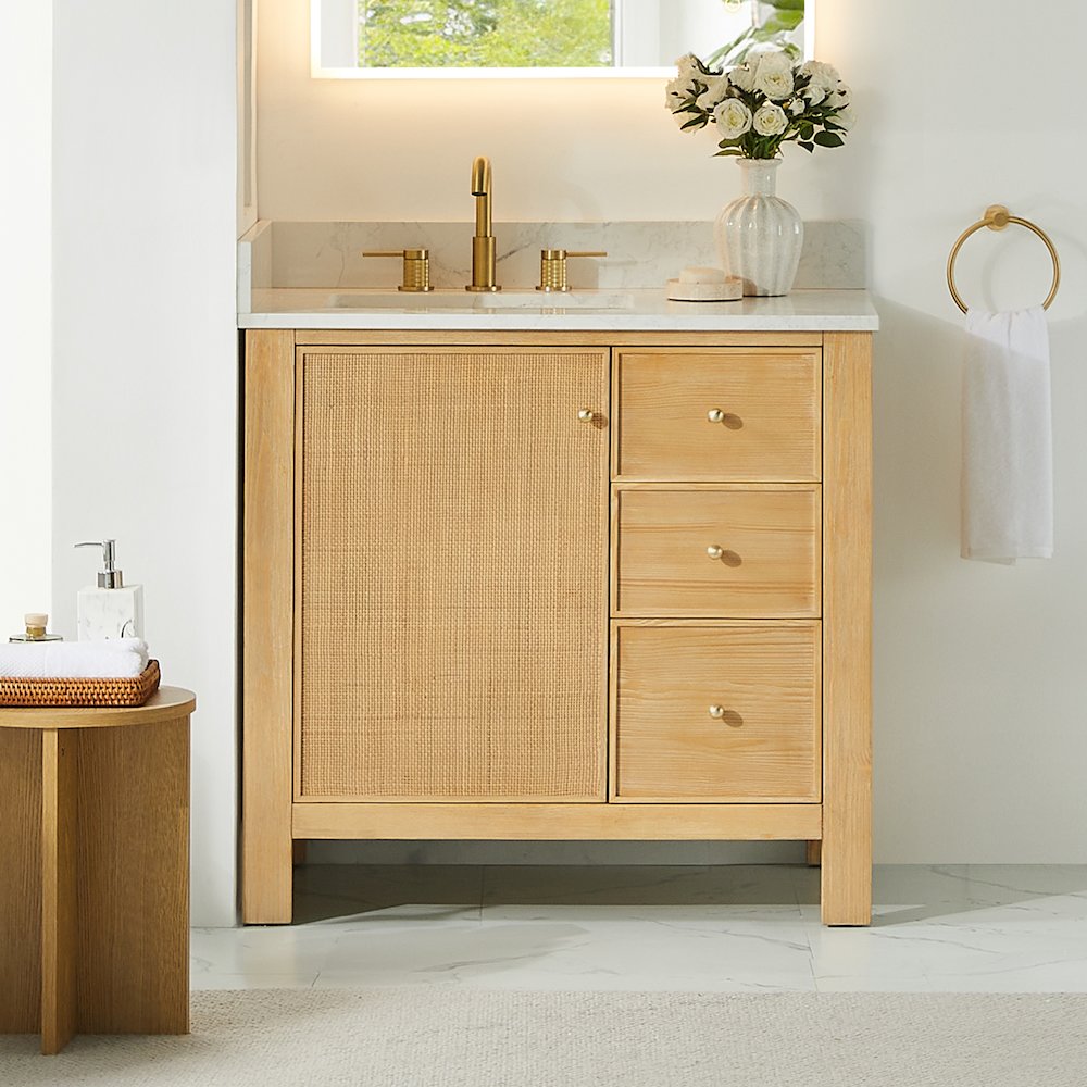 Cedar 36" Single Bathroom Vanity in Natural Wood. Picture 2