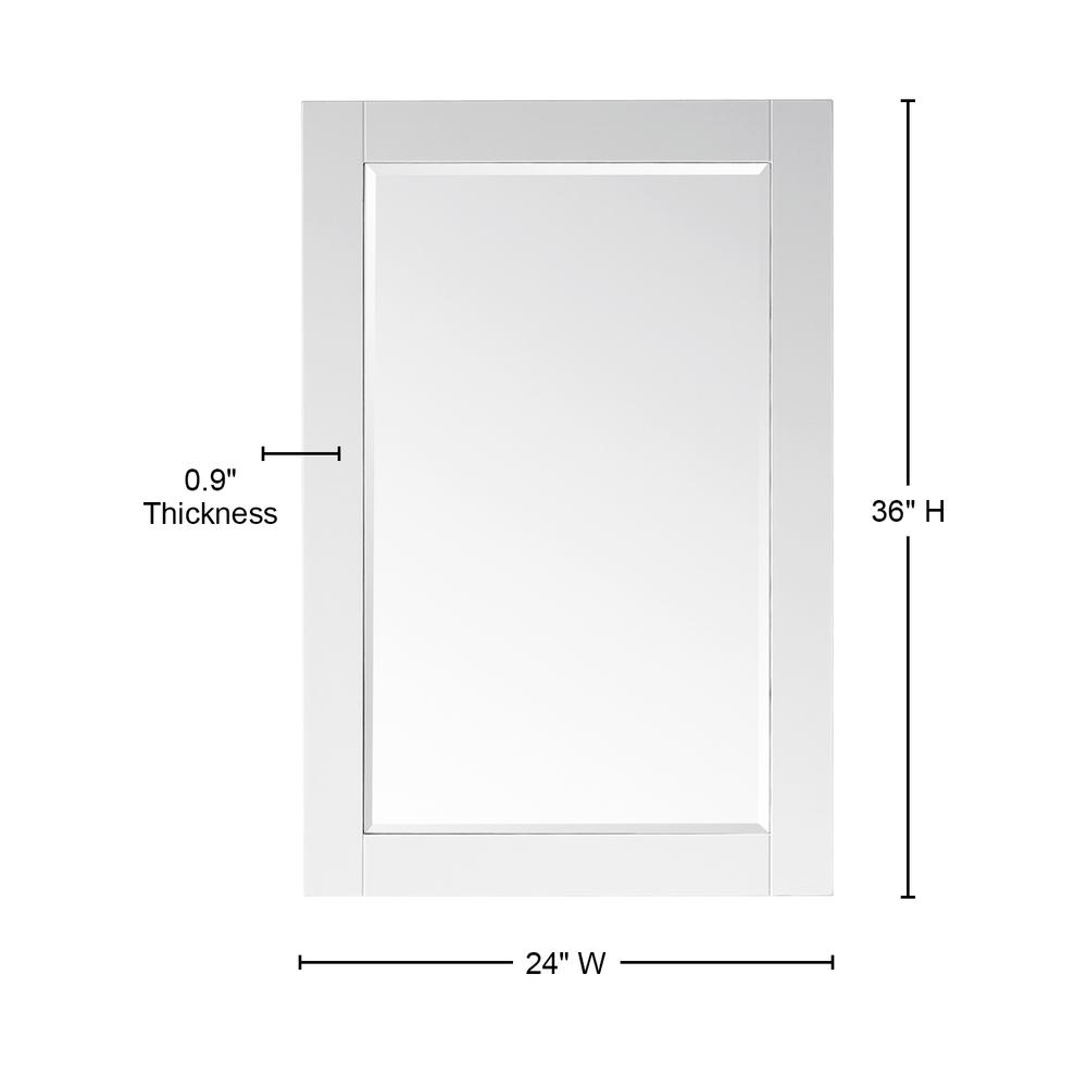 24" Rectangular Bathroom Wood Framed Wall Mirror in White. Picture 3