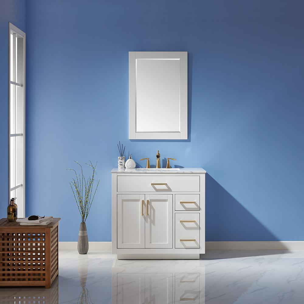 36" Single Bathroom Vanity Set in White with Mirror. Picture 3