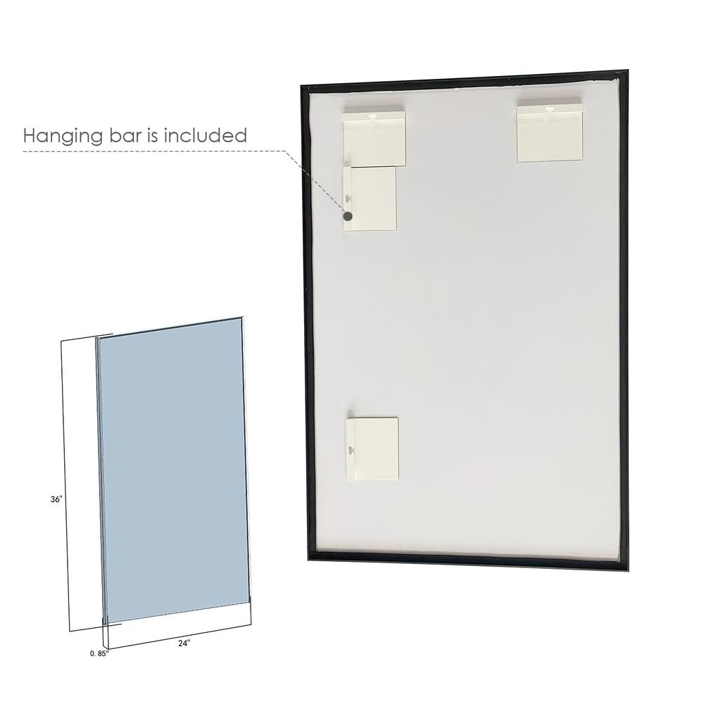 Sassi 24" Rectangle Bathroom/Vanity Matt Black Aluminum Framed Wall Mirror. Picture 7