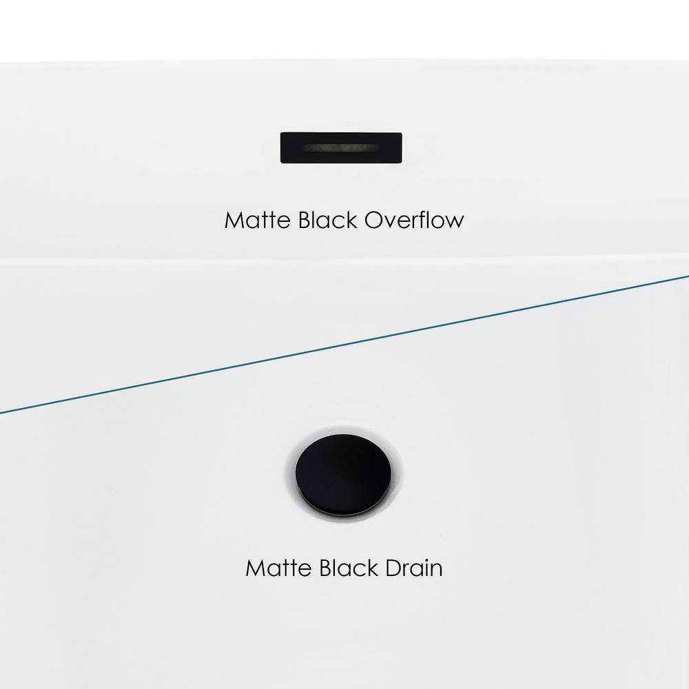Rauris 59" x 28" Flatbottom Freestanding Acrylic Soaking Bathtub in Glossy White. Picture 12