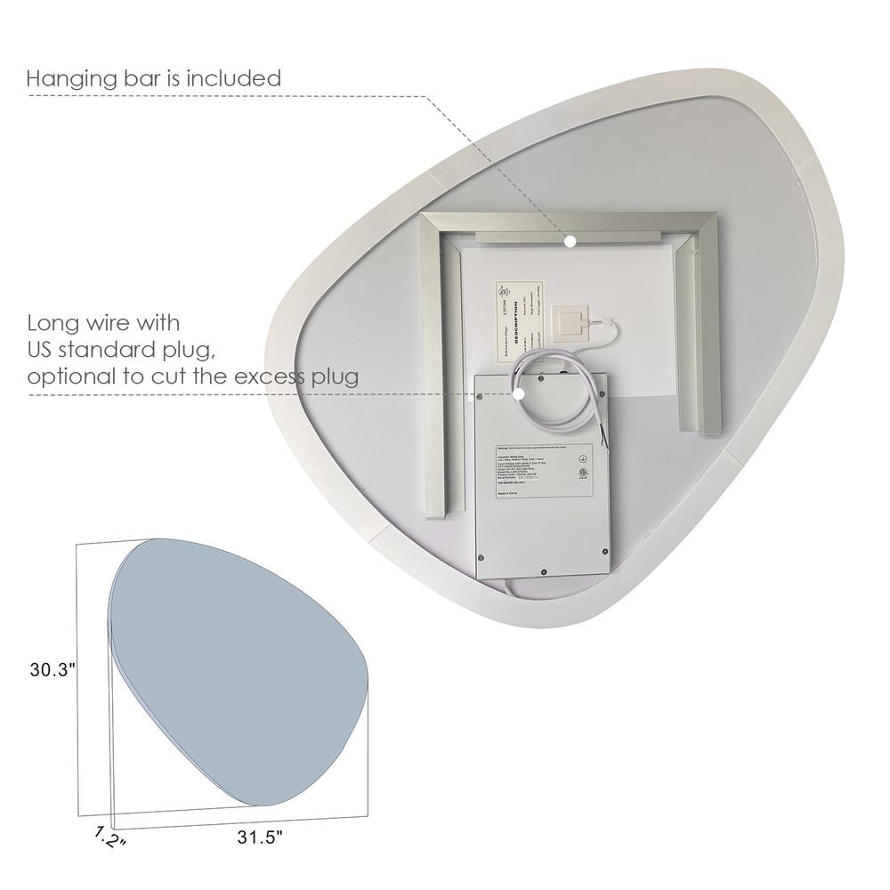 Rasso Novelty 32" Frameless Modern Bathroom/Vanity LED Lighted Wall Mirror. Picture 6