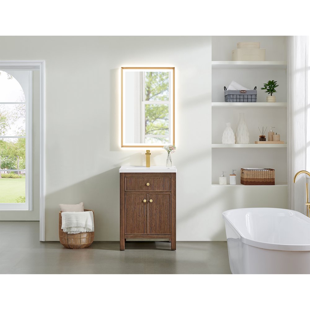 Cerrito 24" Single Bathroom Vanity in Brown Brushed Oak. Picture 15