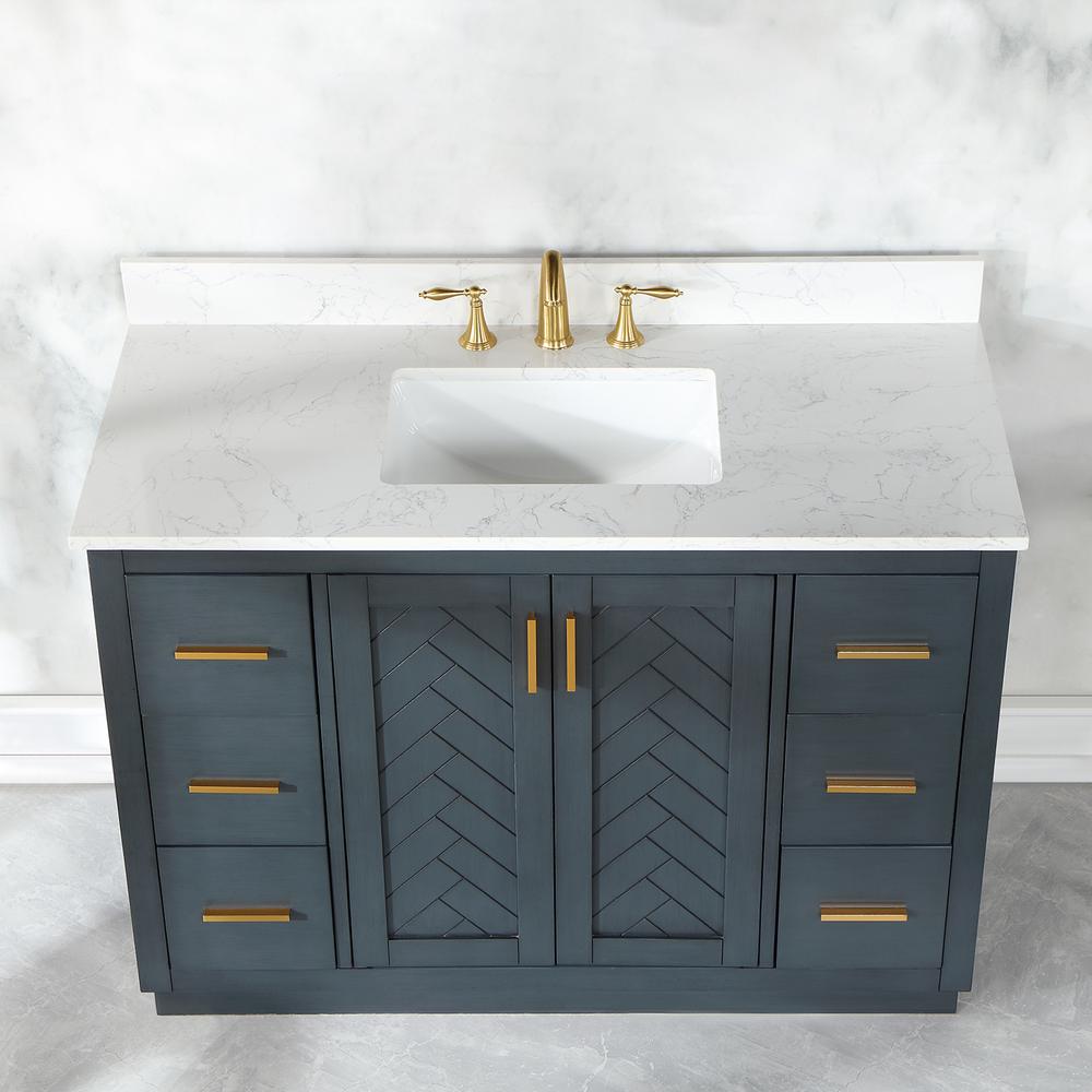 48" Single Bathroom Vanity Set in Classic Blue without Mirror. Picture 6