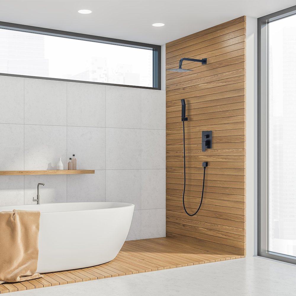 Raeren Complete Shower System in Matte Black with Rough-In Valve. Picture 5