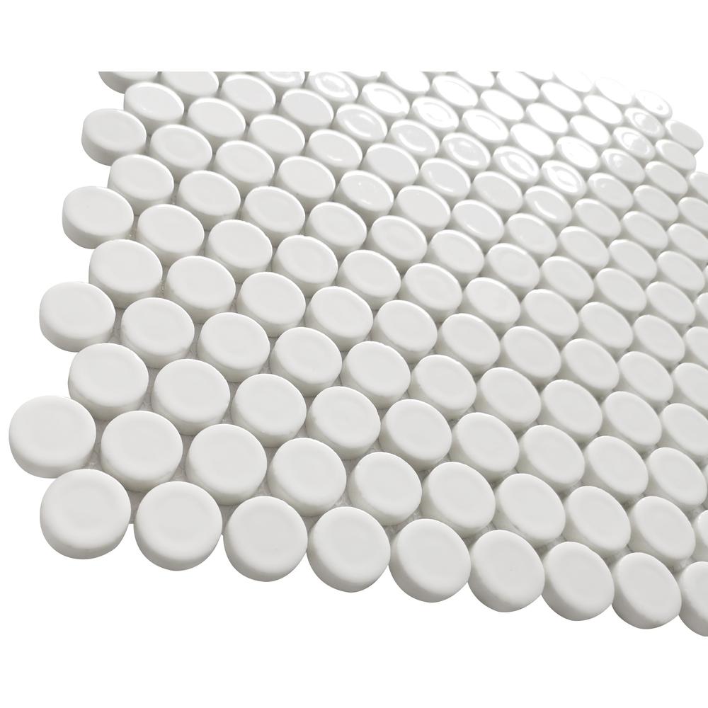 Huelva 12.68" x 11.02" Glass Penny Mosaic Floor and Wall Tile. Picture 3