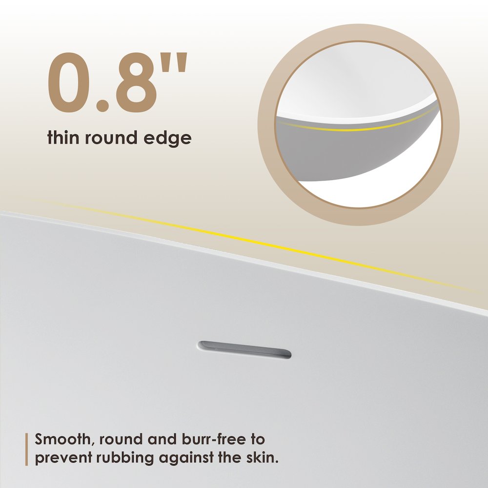 67" x 39" Solid Surface Soaking Bathtub in Matte White and Integrated Overflow. Picture 21