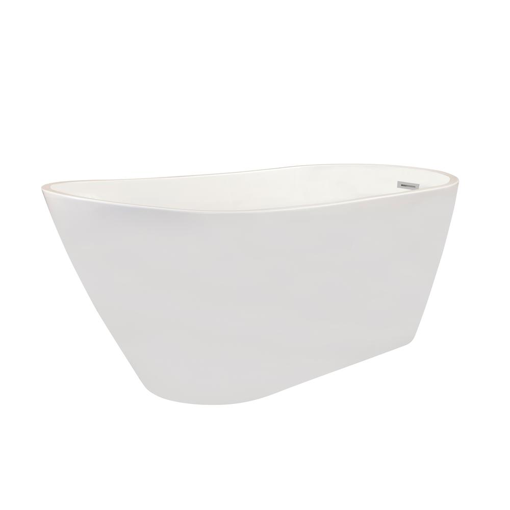 Shaia 67" x 32" Freestanding Soaking Acrylic Bathtub. Picture 3