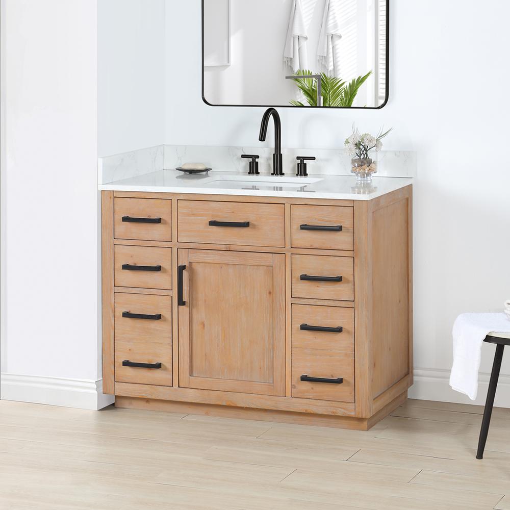 42" Single Bathroom Vanity in Light Brown without Mirror. Picture 6