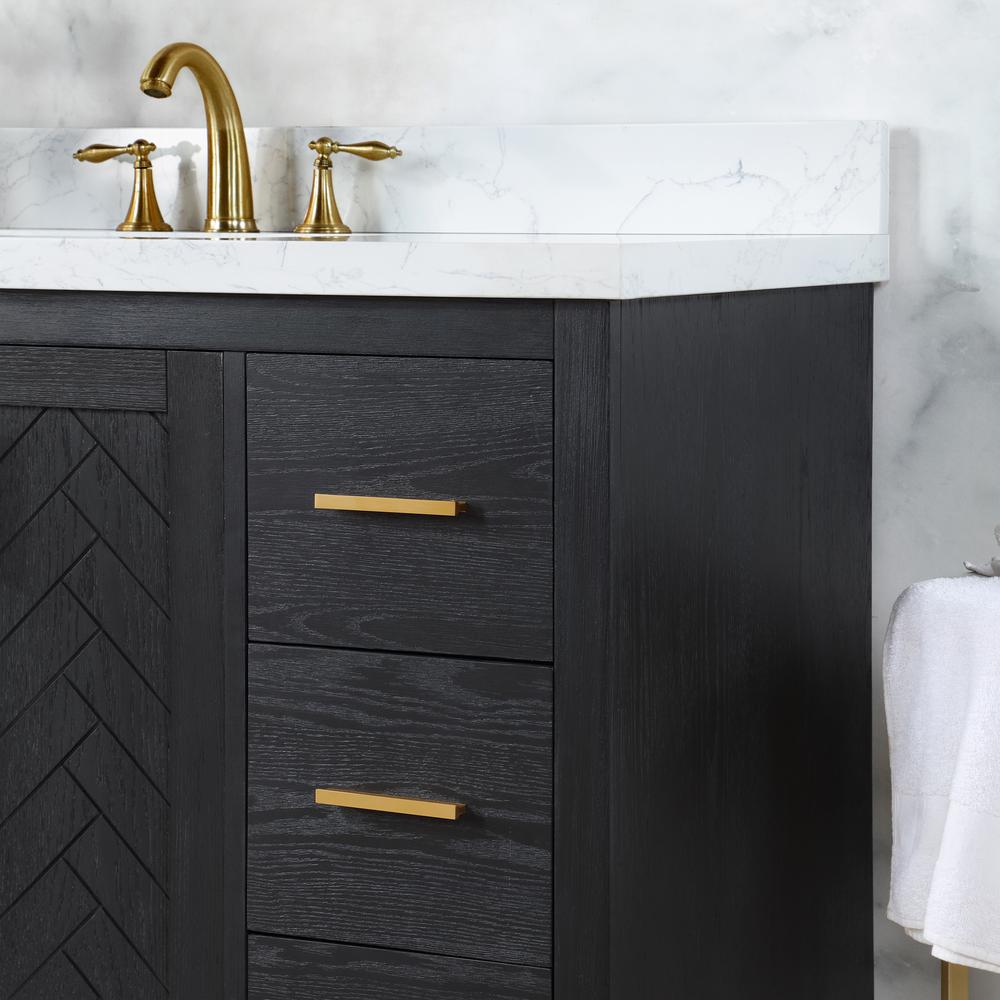 84" Double Bathroom Vanity Set in Black Oak without Mirror. Picture 12