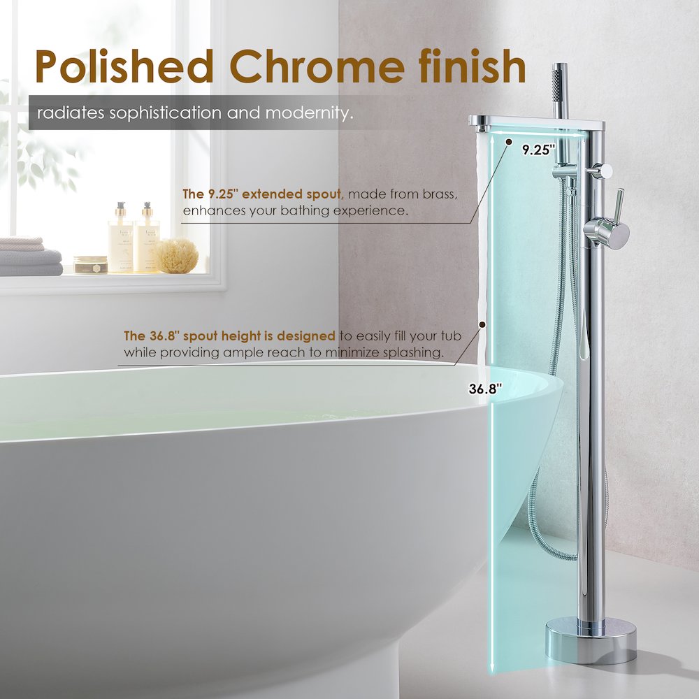 Double Lever Handles Freestanding Floor Mounted Tub Filler. Picture 10