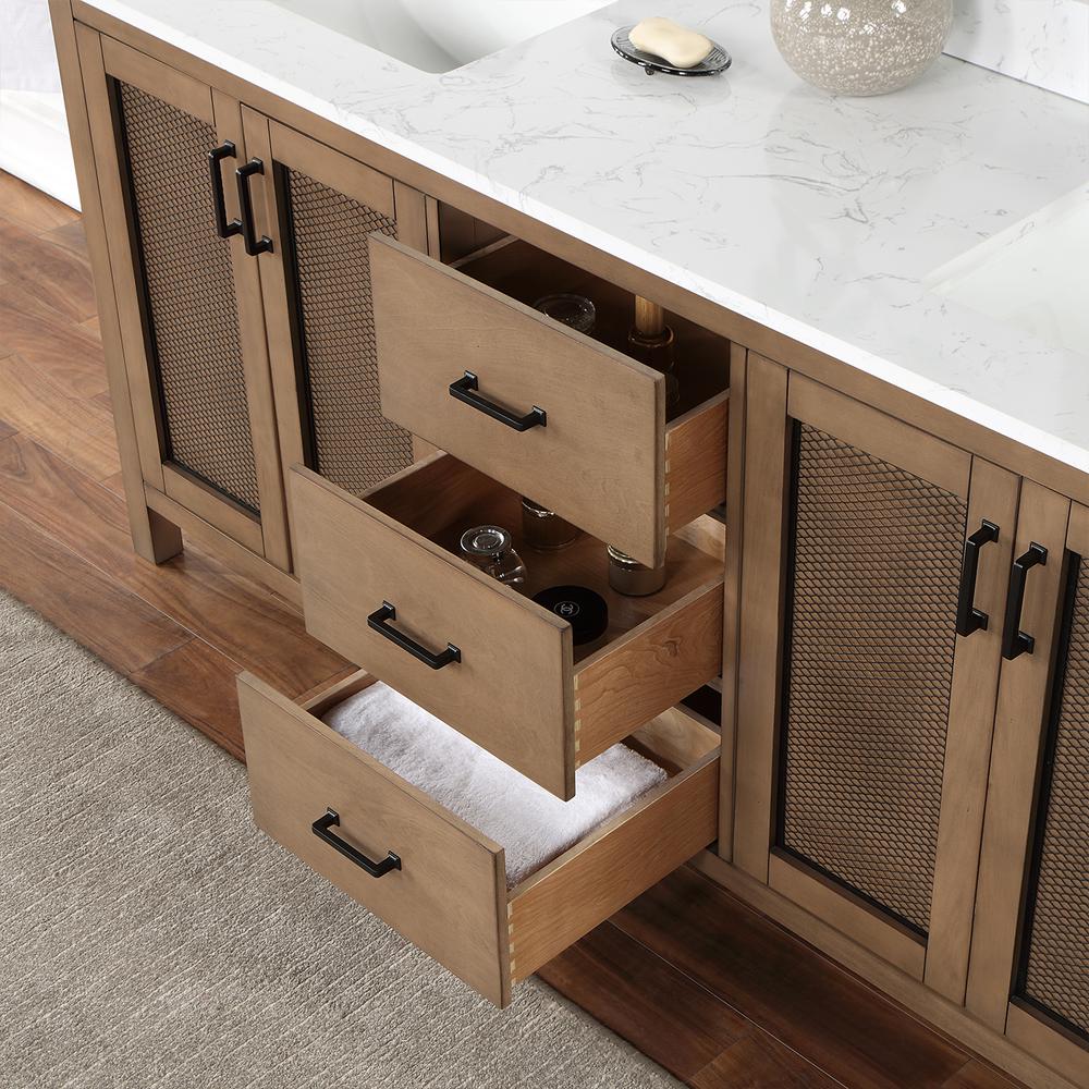 72" Double Bathroom Vanity Set in Brown Pine without Mirror. Picture 8