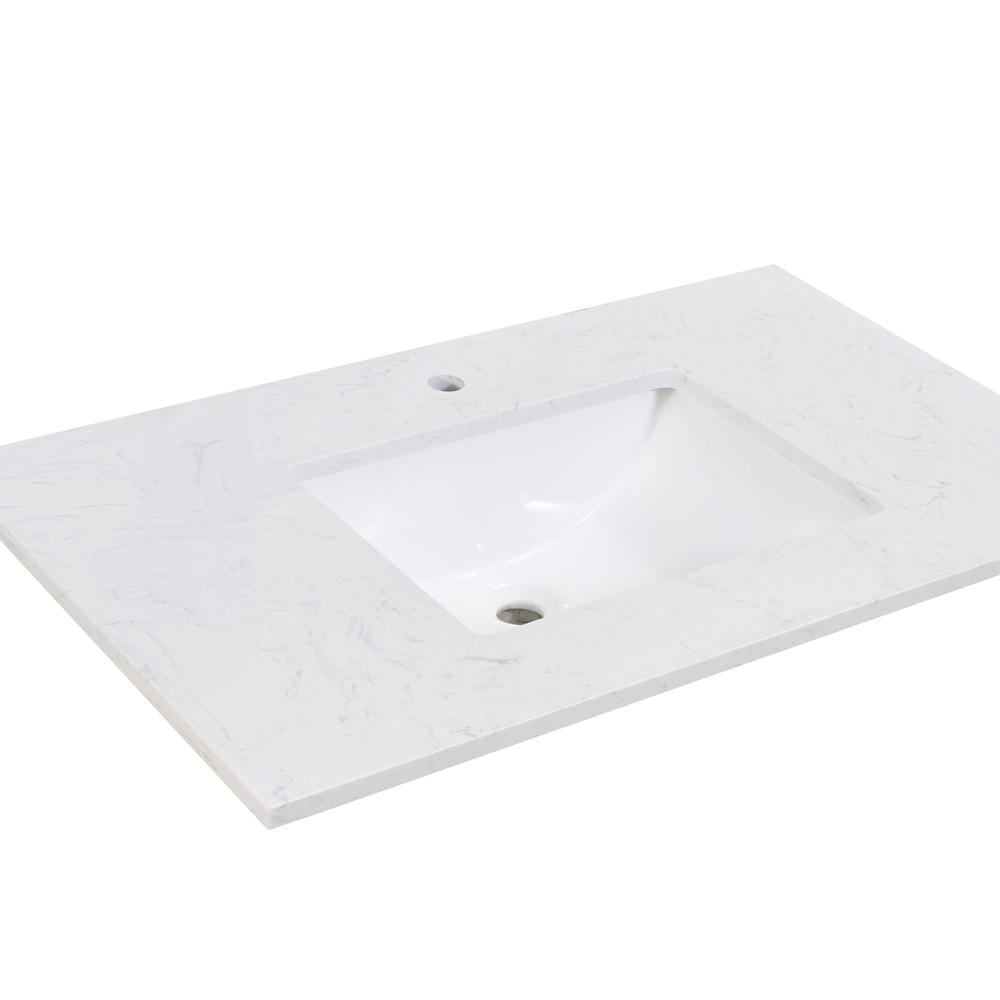 37 in. Composite Stone Vanity Top in Aosta White with White Sink. Picture 2