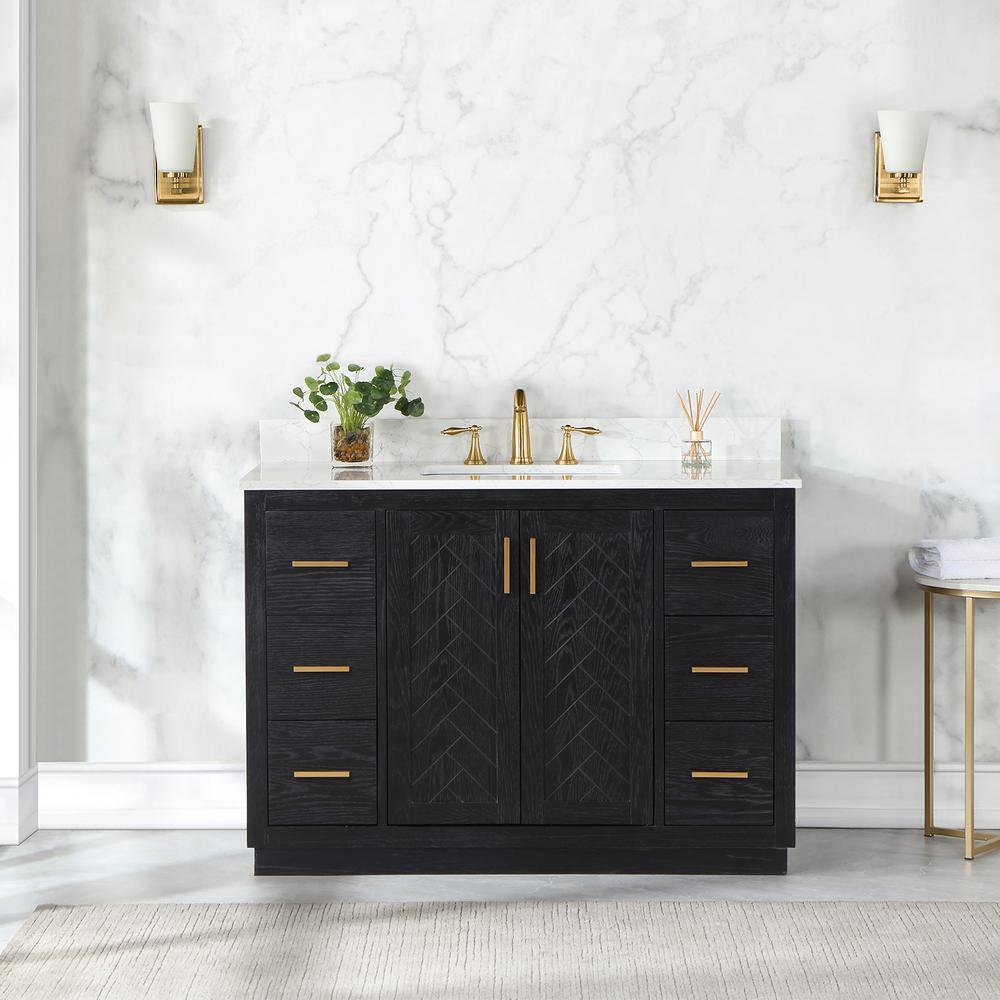 48" Single Bathroom Vanity Set in Black Oak without Mirror. Picture 3
