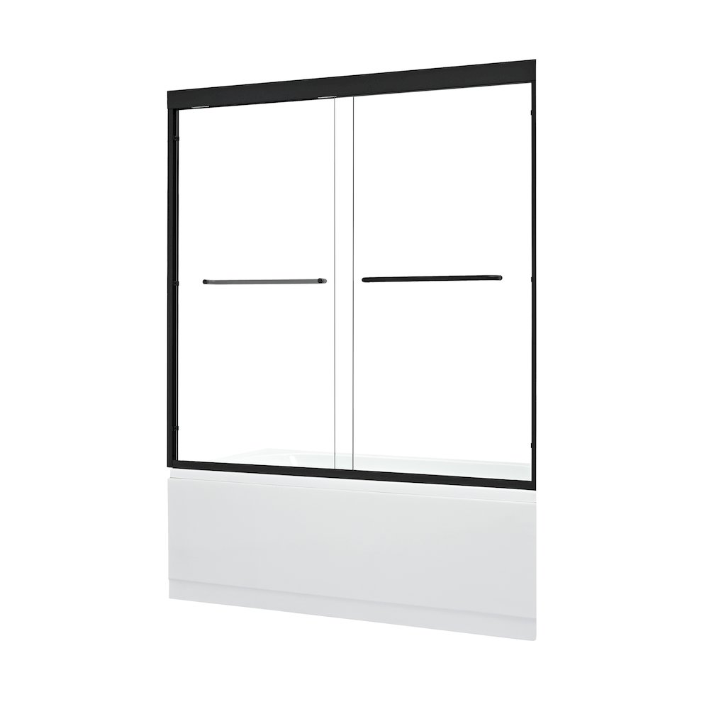 Framed Tub Door in Matte Black with Clear Glass. Picture 2